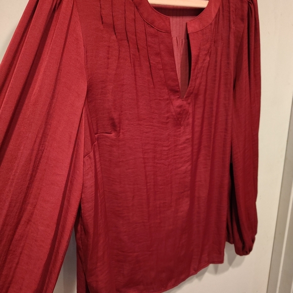 Nine West NWT Women's Fuchsia Hammered Satin Long Sleeve Top Sz XXL Career - Picture 4 of 8